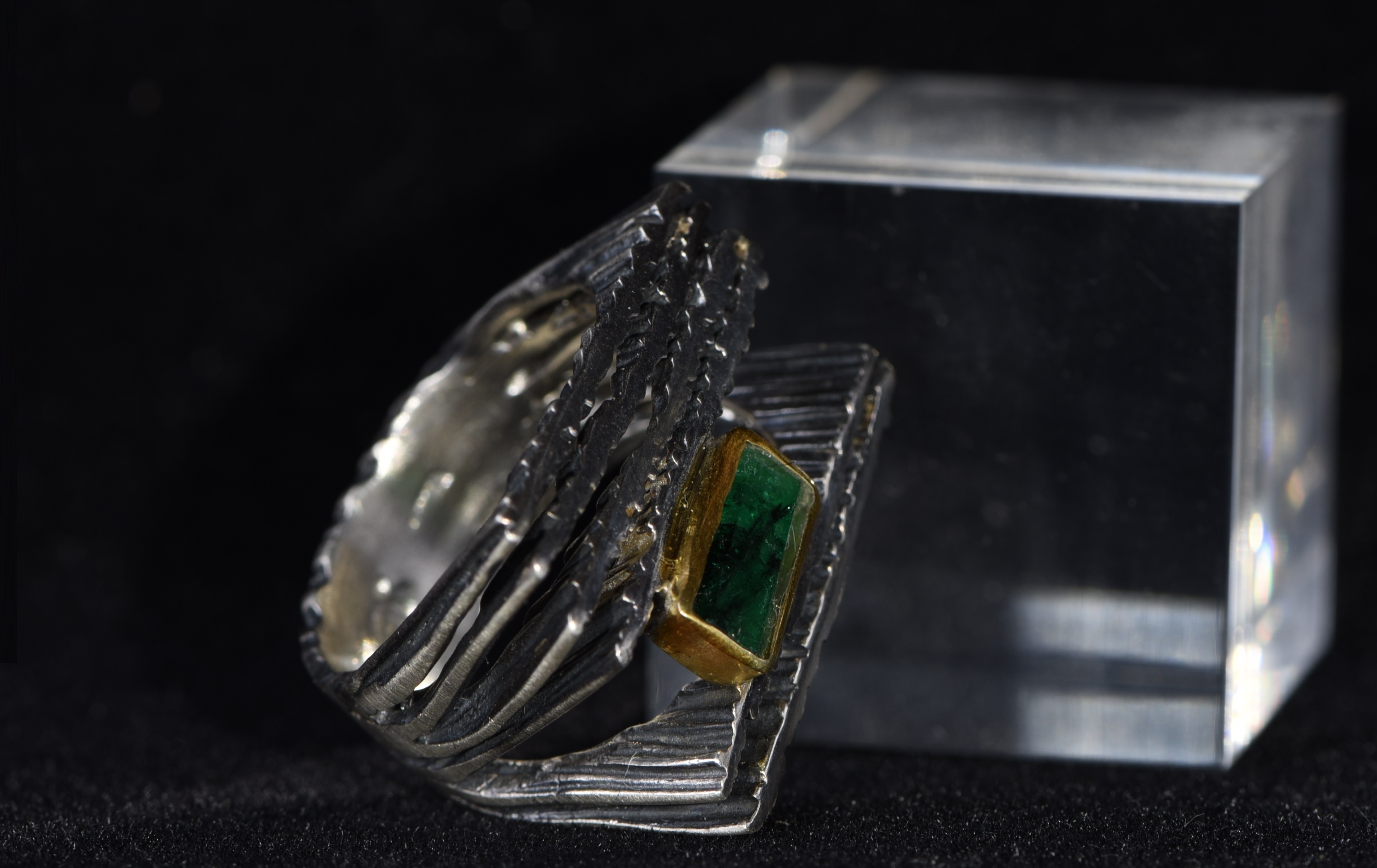 Smaragdring Silber Habachtal vergoldet